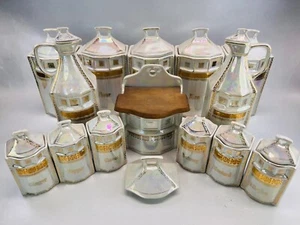 White Block German Lusterware Cannisters Spice Containers **You Pick!** - Picture 1 of 154