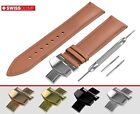 Fits JUNGHANS Flat Light Brown Genuine Leather Watch Strap Band For Clasp Buckle