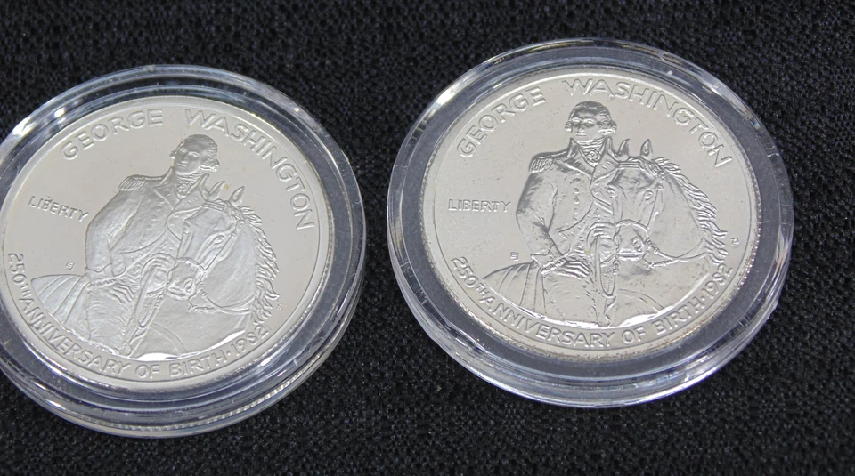 Lot 2 George Washington Half Dollar Coins 250th Anniversary Silver 1732-1982  - Image 1 of 4