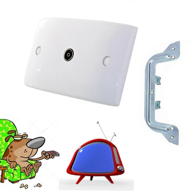 Wall Plate PAL to F-Type Socket Outlet for TV Antenna Aerial Coax Lead Cable DTV - image 1 of 4