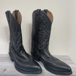 Double H Black Pointed Toe Cowboy boots 12 EE Oil Resistance Soles - Picture 1 of 6