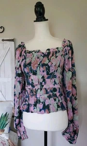 Top Sam Edelman para mujer estampado Misha con volantes talla mediana nuevo con etiquetas original $99 - Imagen 1 de 16