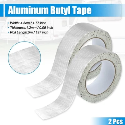 Waterproof Tape for RV Car Boat 1.77 x 197 Inch Aluminum Foil Butyl Tape 2pcs Foto 1 de 4