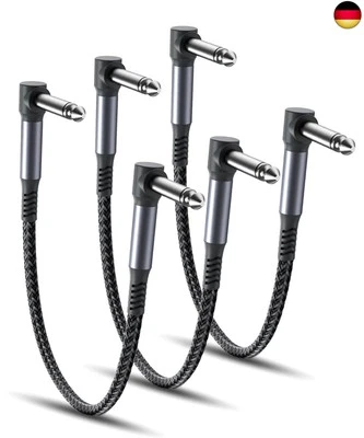 BESUCHE DEN RUXELY-STORE RUXELY 6.35mm Gitarren Patchkabel 0.3M 3Pack,90 Grad 1/4" Stecker Instrument