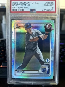 2020 Bowman Draft 1st Edition - Sky Blue Foil #BFE25 Bobby Witt Jr.  PSA 8 - Imagen 1 de 2