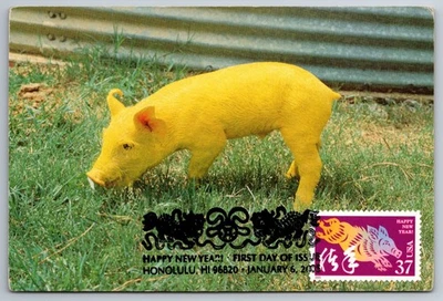 3895l Chinese Lunar New Year Boar FDC Maxi Card - Image 1 of 2