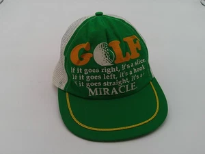 Vintage Golf Hat Cap Snap Back Green Mesh Trucker Funny Slogan Mens 80s - Picture 1 of 11