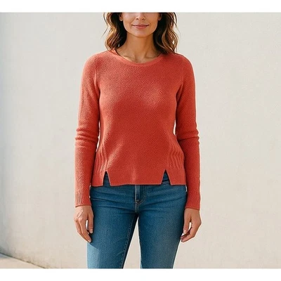 Suéter de punto suelto LOFT naranja ligero de algodón informal para mujer XS Foto 1 de 4