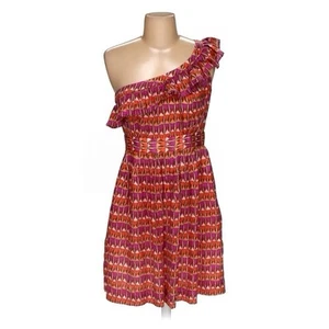 Pasametes size 4 Womens 100% Silk One Shoulder Dress Multicolor Wedding Guest - Picture 1 of 2