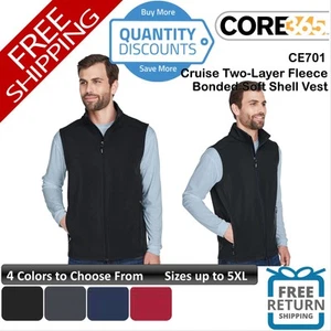 🔥 CORE365 Men's Cruise Two-Layer Fleece Bonded Soft Shell Vest Up To 5XL CE701 - Picture 1 of 21