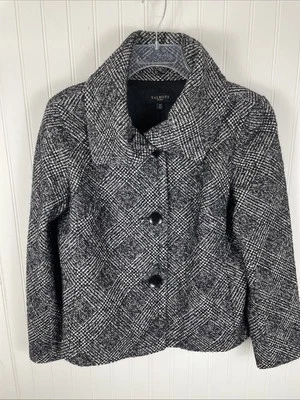Talbots Petites Womens 3 Button Boucle Tweed Blazer Jacket Black White Size 12P - Image 1 of 4