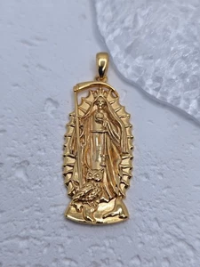 Santa Muerte Pendant 925 Sterling Silver 18K Gold Plated Holy Death Scythe Owl - Picture 1 of 3