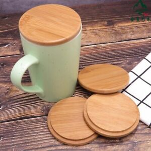 Dustproof Coffee Mug Easy Clean Round Lid Leakproof Bamboo Cup Cover 4/6pcs
