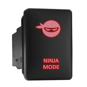 NINJA MODE - Vers. B - Red Backlit Push In Switch 1.28"x 0.87" (Fit: Toyota) - Picture 1 of 6