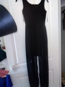 SIZE 8 BLACK DRESS COTTON CLUB SHORT ABOVE KNEE WITH FLOOR LENGTH SIDES - Picture 1 of 3
