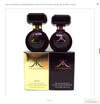 Kim Kardashian and Kardashian Gold Eau De Parfum Spray .25 OZ Mini Paquete de 2 Foto 1 de 4