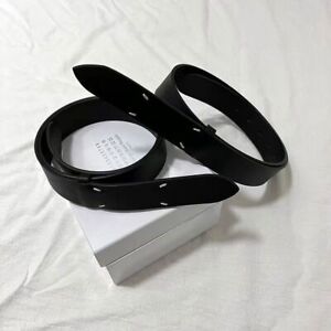 Belt Four Stitch Margiela Style Black Adjustable Leather Belt Men Unisex