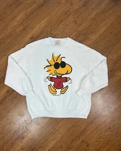 Vintage 1970’s Peanuts Sweatshirt White Snoopy Joe Cool Woodstock Double Side XL - Picture 1 of 7