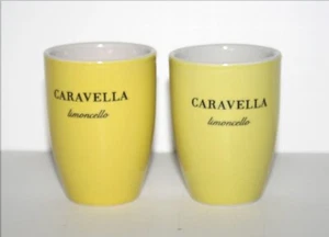 Caravella Limoncello Gelber Likör Doppel Schnapsglas Keramik Bargeschirr 2er Set - Bild 1 von 4