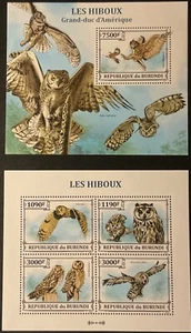 REP. DE BURUNDI 2013. Búhos. 2 HB (1 x 1 sello + 1 x 4 sellos). MNH - Imagen 1 de 3
