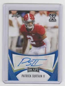 Patrick Surtain II Alabama 2021 Leaf Draft AZUL autógrafo #BA-PS2 SP RC AUTO - Imagen 1 de 1