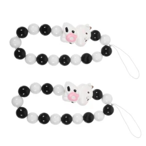 2 Pcs Cartoon Cow Lanyard Handgelenk Für Telefon Perlenbesetztes Telefonarmband - Zdjęcie 1 z 12