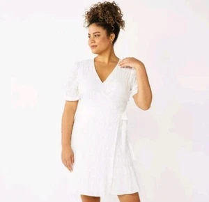 DRAPER JAMES RSVP Puff Sleeve Wrap Dress Ruffled Striped Size: XXLarge MSRP $78 - Picture 1 of 8