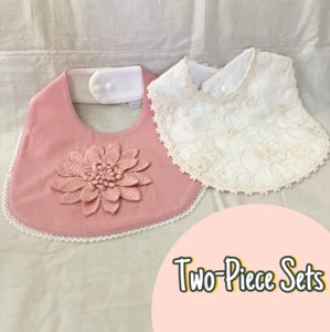 Floral Embroidered Bibs for Baby Girls - Ideal Two-Piece Gift Set - Picture 1 of 5