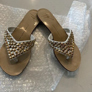 GIUSEPPE ZANOTTI Sandals Thong Flat Slip-on SIze 37 EUR - Picture 1 of 10