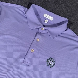 Camisa polo de golf Peter Millar Summer Comfort para hombre L azul púrpura a rayas elástica - Imagen 1 de 8