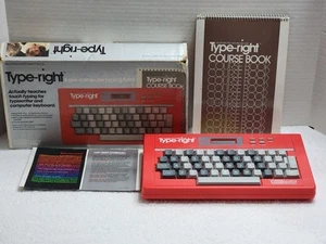 1985 V-TECH TYPE-RIGHT ELECTRONIC TYPING TUTOR KEYBOARD BOX MANUAL & BATTERIES - Picture 1 of 10