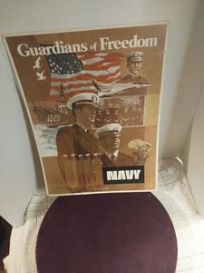 Vintage Guardians Of Freedom 1973 US Navy Recruitment Poster Original - Picture 1 of 8