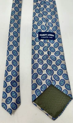 Corbata de cuello Hardy Amies London para hombre, 100 % seda, gris patrón geométrico Foto 1 de 2