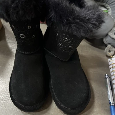 Bearpaw Andrea 2137W Botín Mujer Talla 7 Negro Gamuza Imitación Piel Tobillo Botas de Invierno Foto 1 de 4