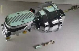 Cromo 8" Doble Potencia Booster + Cilindro Maestro Fresado y Kit de Soporte Recto - Imagen 1 de 4