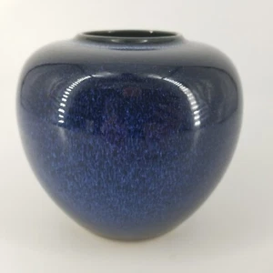 Japan Otagiri Round Pottery Vase Cobalt Blue High Gloss Glaze MCM 4.5" tall - Picture 1 of 7