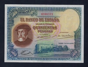 Spain 500 Pesetas 1935 P-89 AU-UNC RARE - Picture 1 of 2