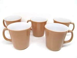 Pyrex Mugs Milk glass Coffee Cups Beige Bundle of 5 Excellent Condition - Picture 1 of 11