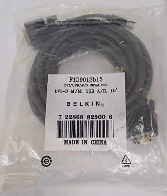 Belkin F1D9014B15 KVM Dual DVI/USB/AUD SKVM Cable DVI-D M/M; USB A/B 15' Length - Image 1 of 4
