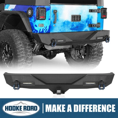 Hooke Road Rear Bumper w/ Hitch Receiver & LED Light For 07-18 Jeep Wrangler JK  Foto 1 de 4
