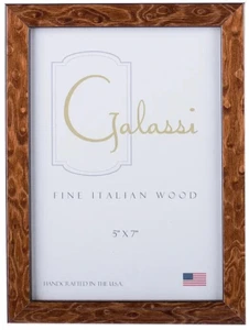 F. G. Galassi Handcrafted Fine italian Brown Burl 5x7 Frame Made USA 23557 - Picture 1 of 1