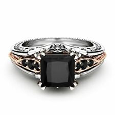 Two Tone 925 Silver Filled Ring Romantic Women Jewelry Cubic Zircon Ring Sz 6-10