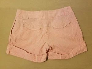 Womens J. Crew Khaki Shorts 4 Pink Stripes Cotton Chino - Picture 1 of 6