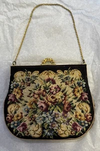Clutch Purse Saxs Fifth Avenue Austria Vintage Tapestry Gold Chain Jewel Clasp - Picture 1 of 14