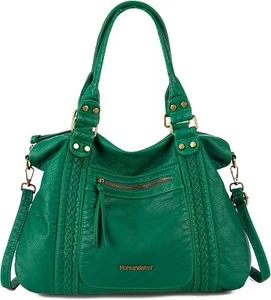 Montana West Washed Leather Hobo Bags for Women Roomy Handbags with 217 Green  - Picture 1 of 6