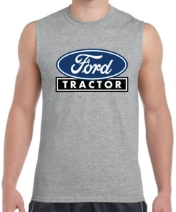 Ford Tractor T-shirt Sleeveless Mens Cut Off Shirts Graphic Tees Tank Top Mens - Picture 1 of 2
