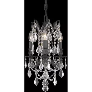 Kitchen Bathroom Bedroom Dark Bronze Pendant Crystal Chandelier 3 Light Fixture - Picture 1 of 2