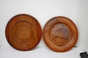 Acacia Wood Charger Hand Crafted for WIlliams Sonoma Pair of two - Picture 1 of 6