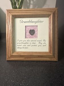 NEW• Gift For Granddaughter • Protective Angel With Message In 7x7 Wooden Frame