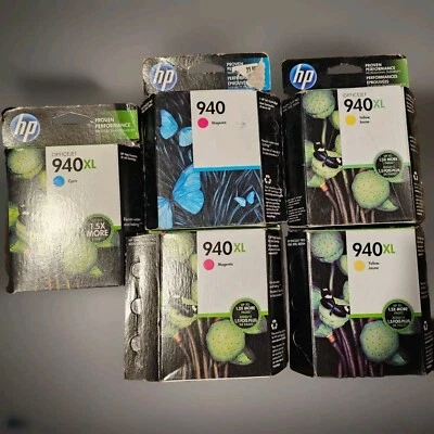 Lot of 5 Genuine HP 940 940XL Ink Cartridges Tri-Color Yellow Magenta Cyan EXP  - Image 1 of 4